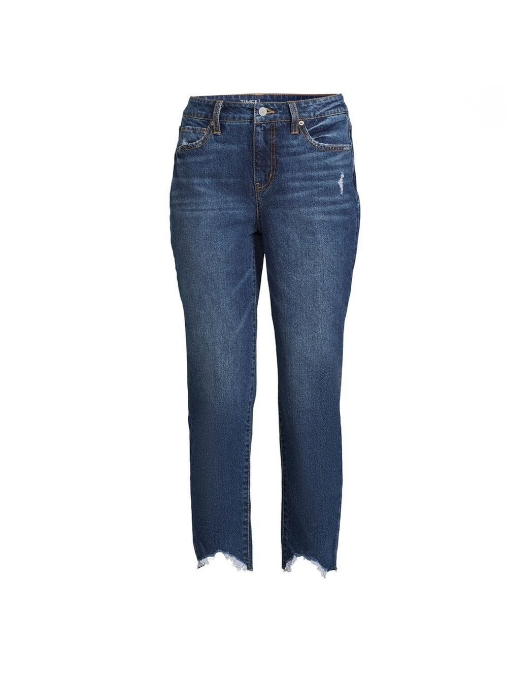 Time and Tru Women's Boyfriend Jeans with Sharkbite Hem Mid-Rise Size 10 - Picture 5 of 11